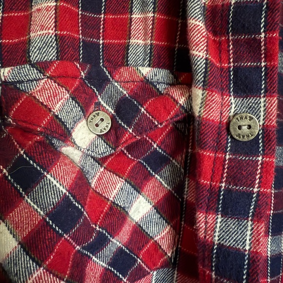 TNA Red and Blue Flannel Plaid Shirt - Picture 2 of 5